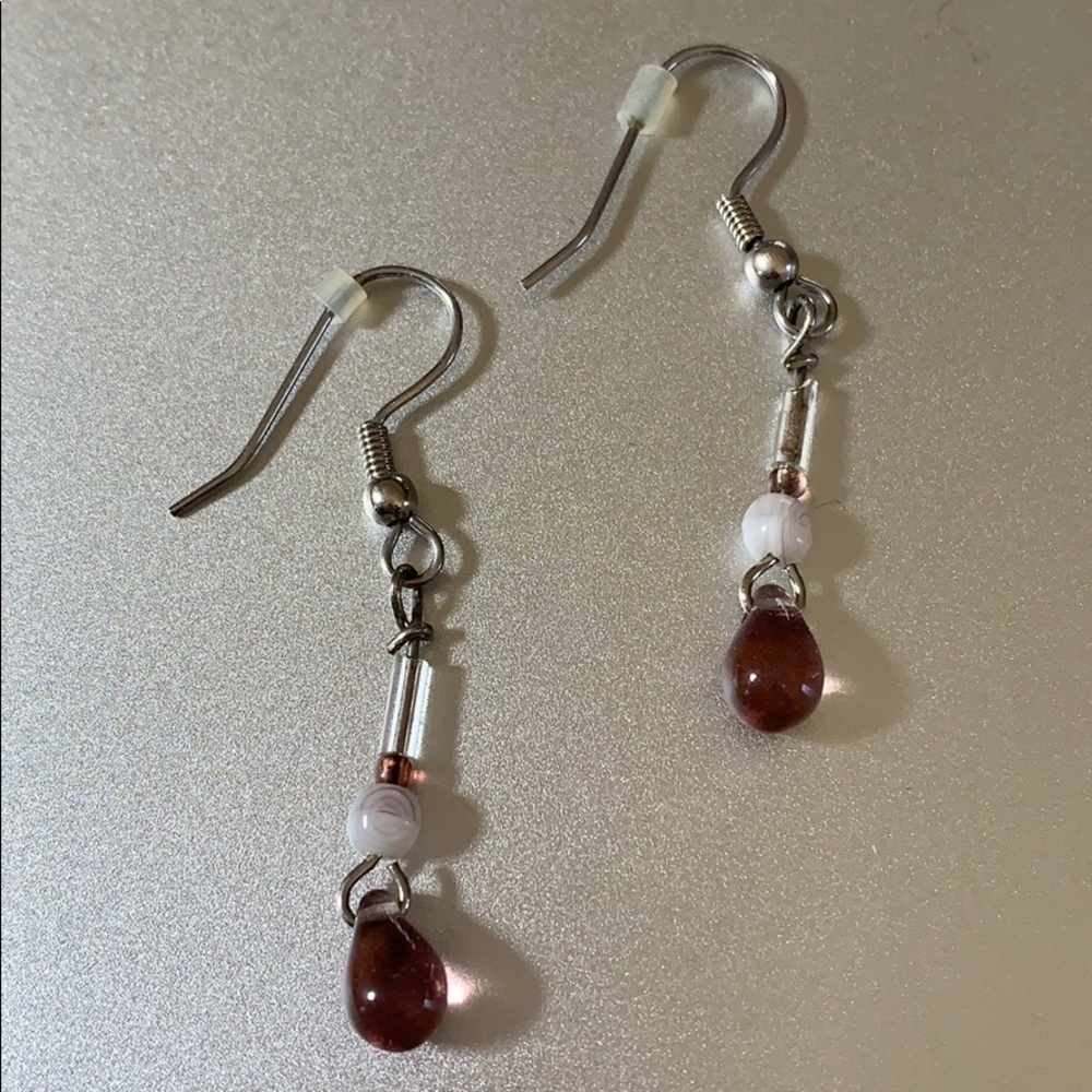 Purple Silver dangling earrings